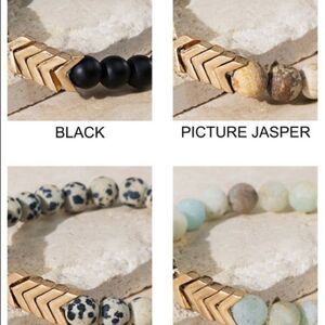 Stylish Natural Stone with Metal Chevron Pendant